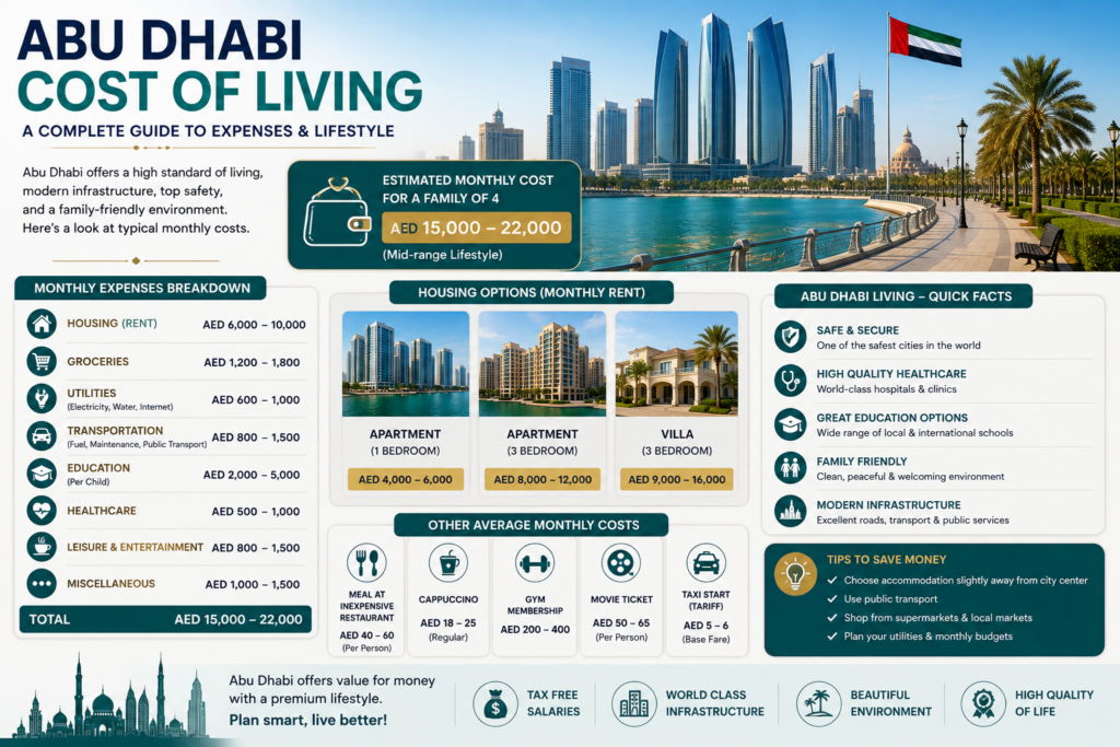 Cost of Living in Abu Dhabi For Student, Expat & Family Costs Living Complete Guide 2 Abu Dhabi Cost of Living