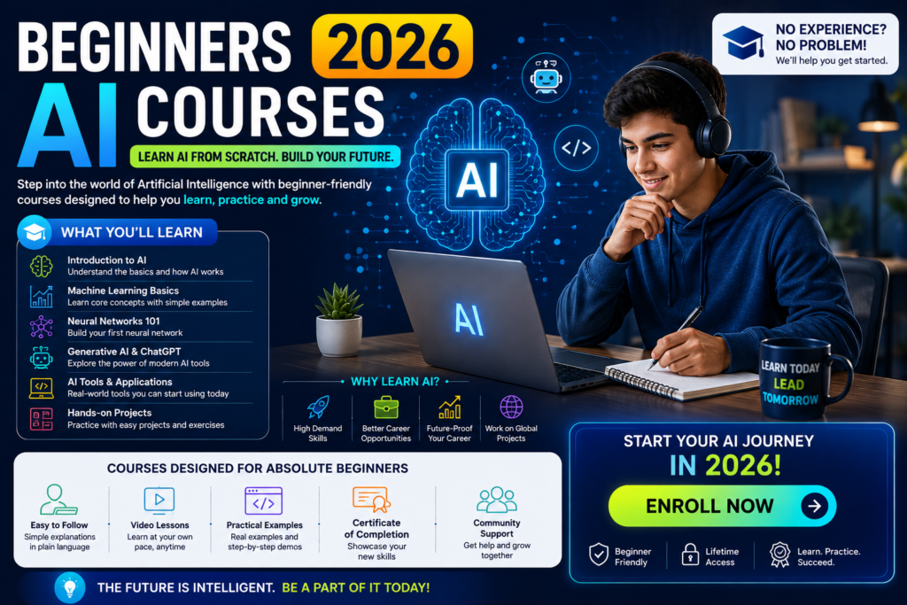 AI Courses For Beginners 2026 From Zero to Hero AI Experts 3 Beginners AI Courses 2026