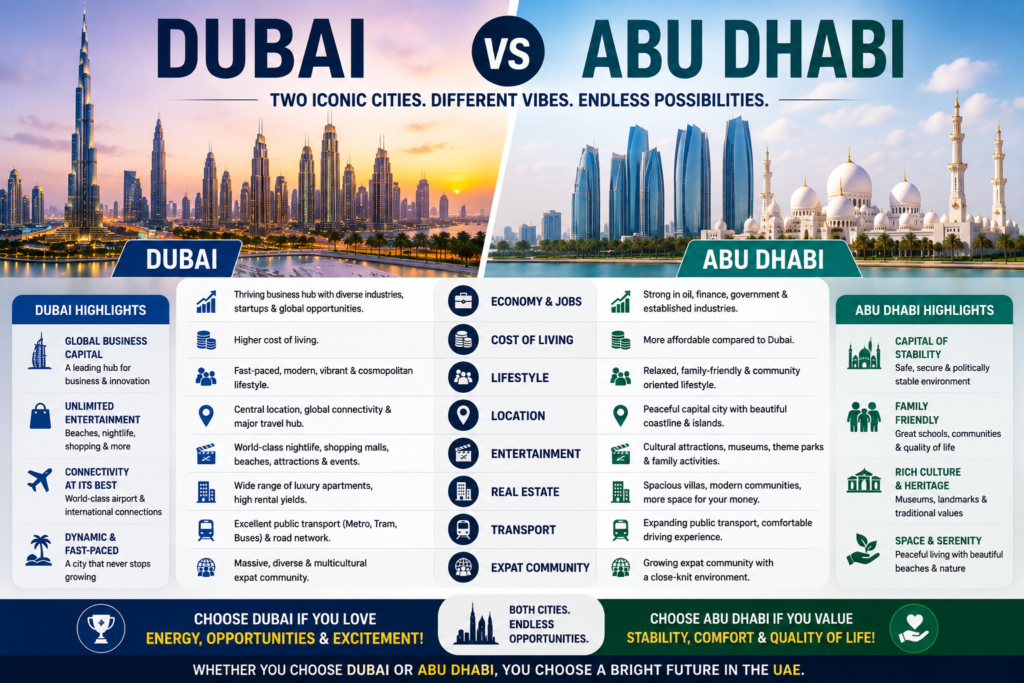 Dubai vs Abu Dhabi Which City Is Better for Expats? You Must Need to Know 3 Dubai vs Abu Dhabi