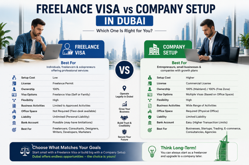 Freelance Visa vs Company Setup in Dubai Which One Should You Choose? 1 Freelance Visa vs Company Setup in Dubai
