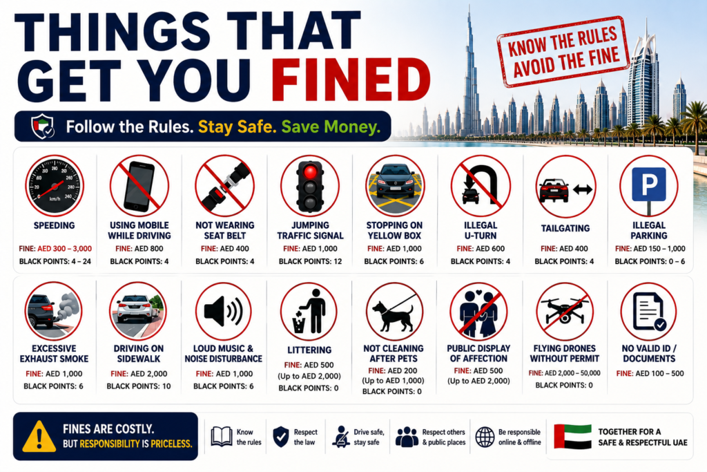 Things That Get You Fined in UAE You Must Need to Know 3 Things That Get You Fined