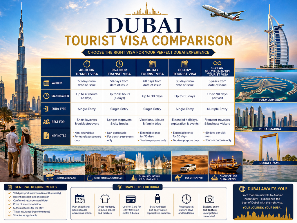 Tourist Visa Comparison: 6 Best Gulf Options for 2026 2 Tourist Visa Comparison dubai