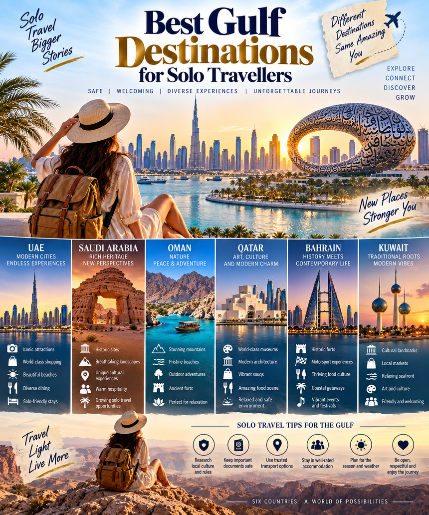 Best Gulf Destinations for Solo Travellers: 10 Amazing Picks 1 Gulf Destinations for Solo Travellers