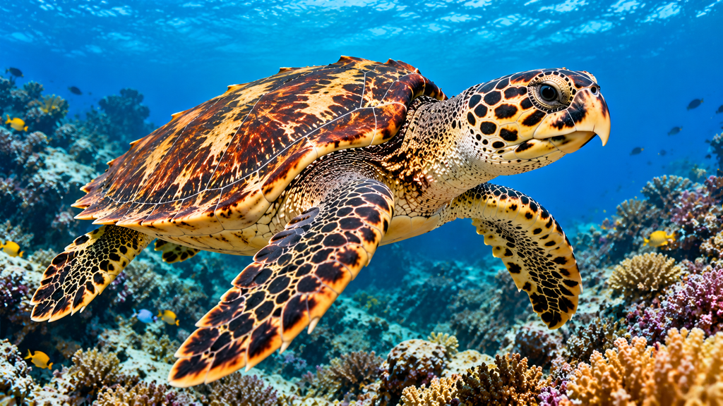 7 Amazing Facts About Sea Turtles and 5 Major Threats to Gulf Coastlines 2 Hawksbill Turtle Gliding Over Coral Reef