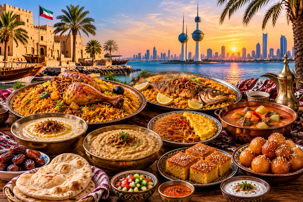 12 Delicious Traditional Kuwaiti Dishes Every Food Lover Should Know 2 Kuwaiti Feast by the Sunset Skyline