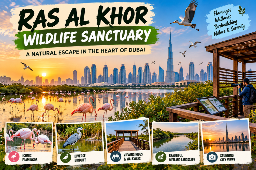 Dubai Beyond The Burj Khalifa Unlimited Guide 9 Ras Al Khor Flamingos and Skyline