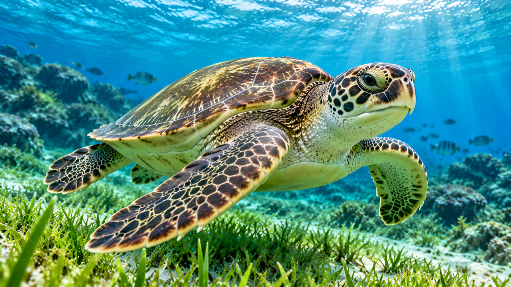 7 Amazing Facts About Sea Turtles and 5 Major Threats to Gulf Coastlines 3 Sunlit Green Sea Turtle Glide